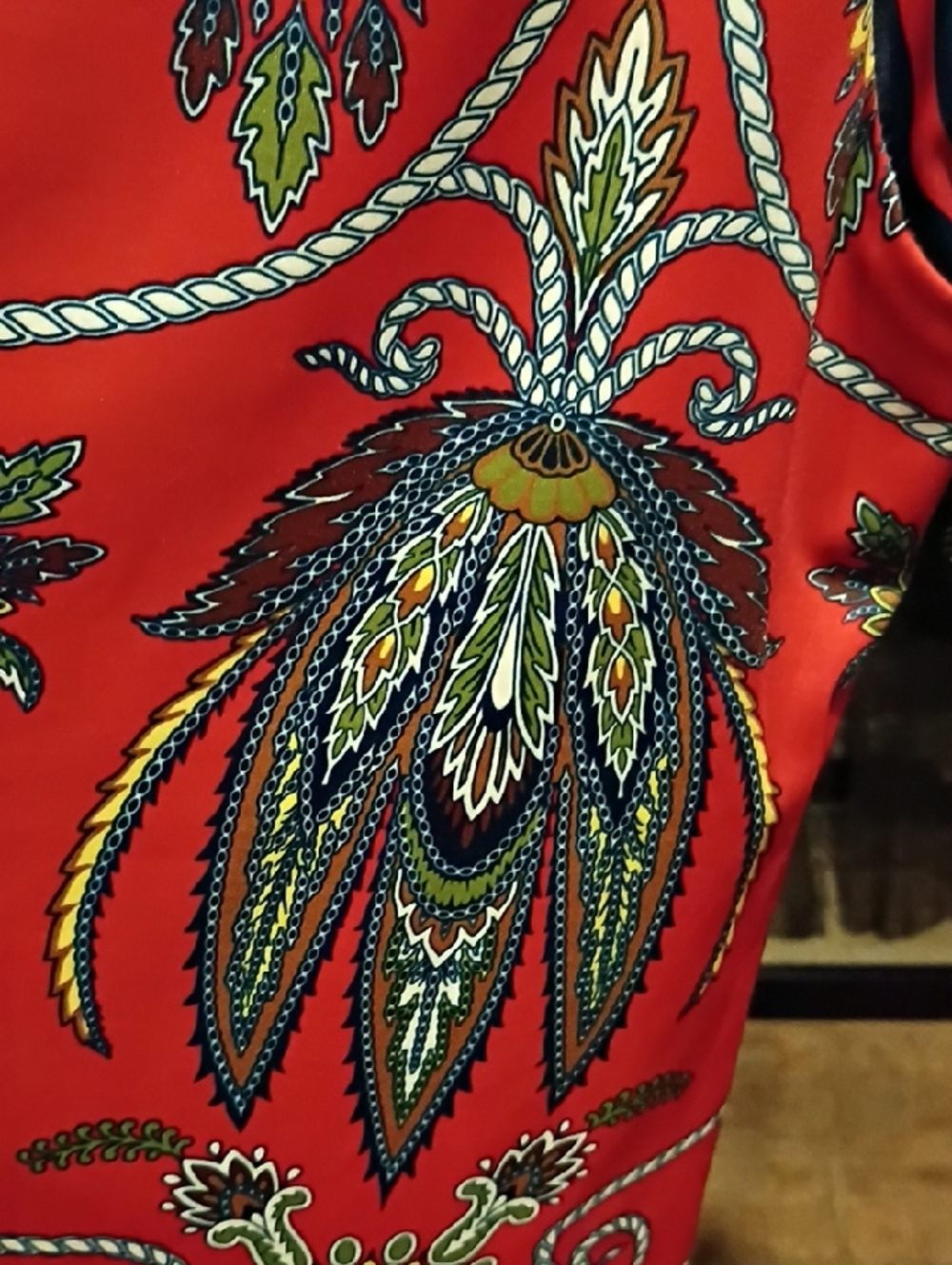 FINAL PRICE Gretchen Scott Red Multicolored Paisley Rope Print Blouse - Picture 14 of 15